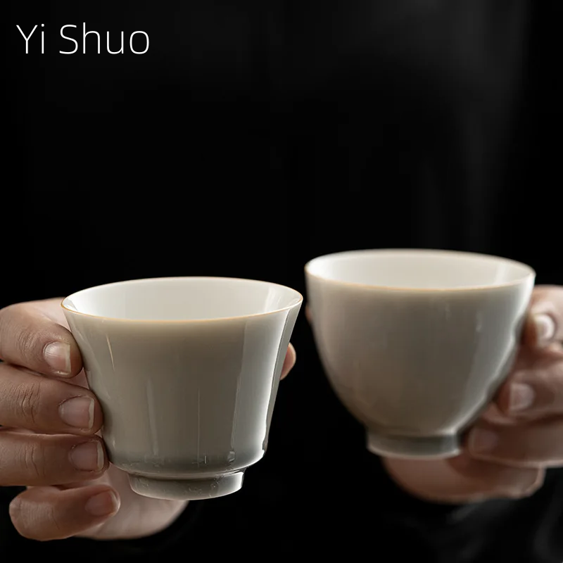 Japanese Pottery - アイスグレー釉薬カップ和風ハンドメイドセラミックカップホームボウルマスターカップカップティーカップ小型セラミックカップ