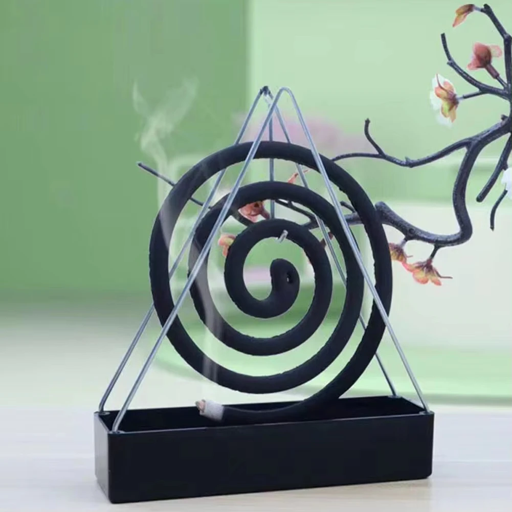 Incense Holder - 鉄製の蚊取り線香立て。トレイ付きで、線香を立てて焚くためのフレーム。家庭用、寝室用、パティオ用として。