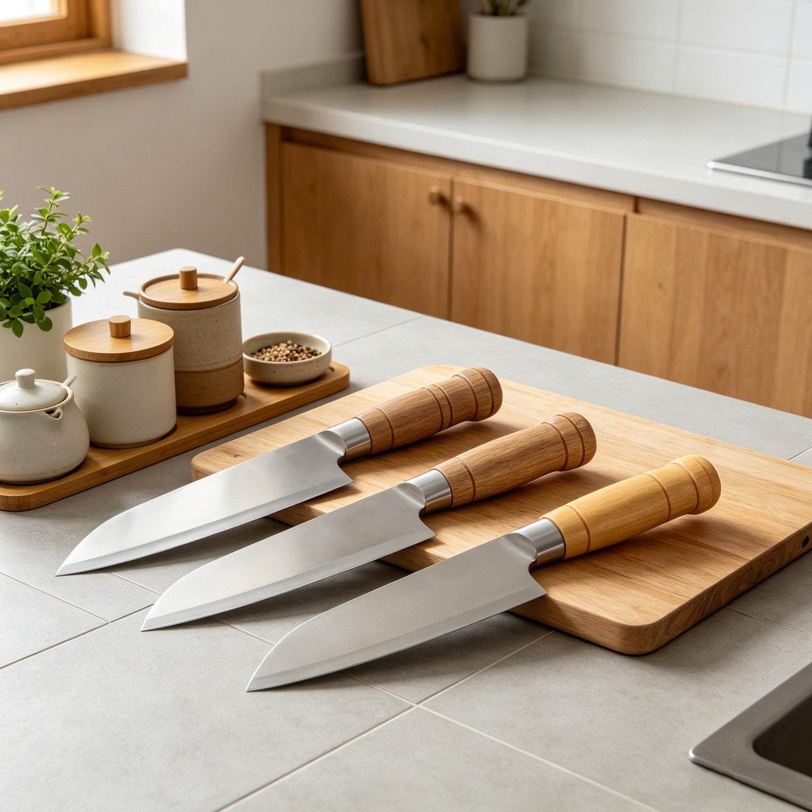 Japanese Knife - 3 個の木製ナイフグリップハンドル日本製シェフナイフハンドルキッチン修理ハンドル交換用