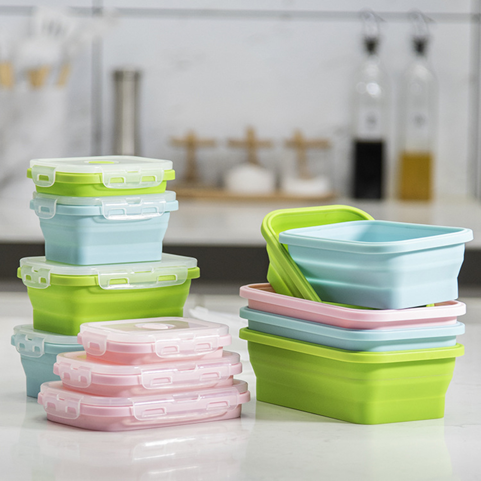 シリコン製ランチボックス 食品グレード 折りたたみ式容器 電 - Bento Box のレビューと価格