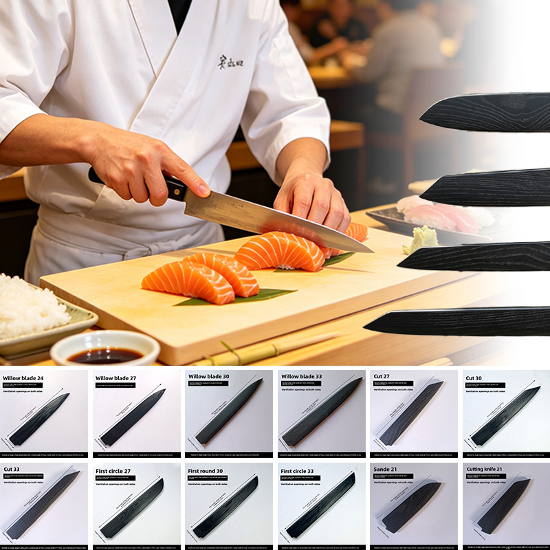 黒漆塗りのアッシュウッド製サヤナイフシース、サキマル、キリツ - Japanese Knife のレビューと価格