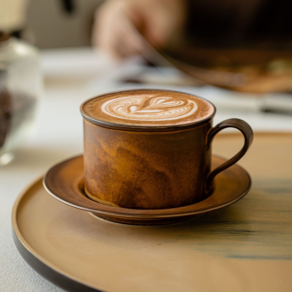 日本のレトロなコーヒーカップとプレートセット 大容量250m - Japanese Pottery のレビューと価格