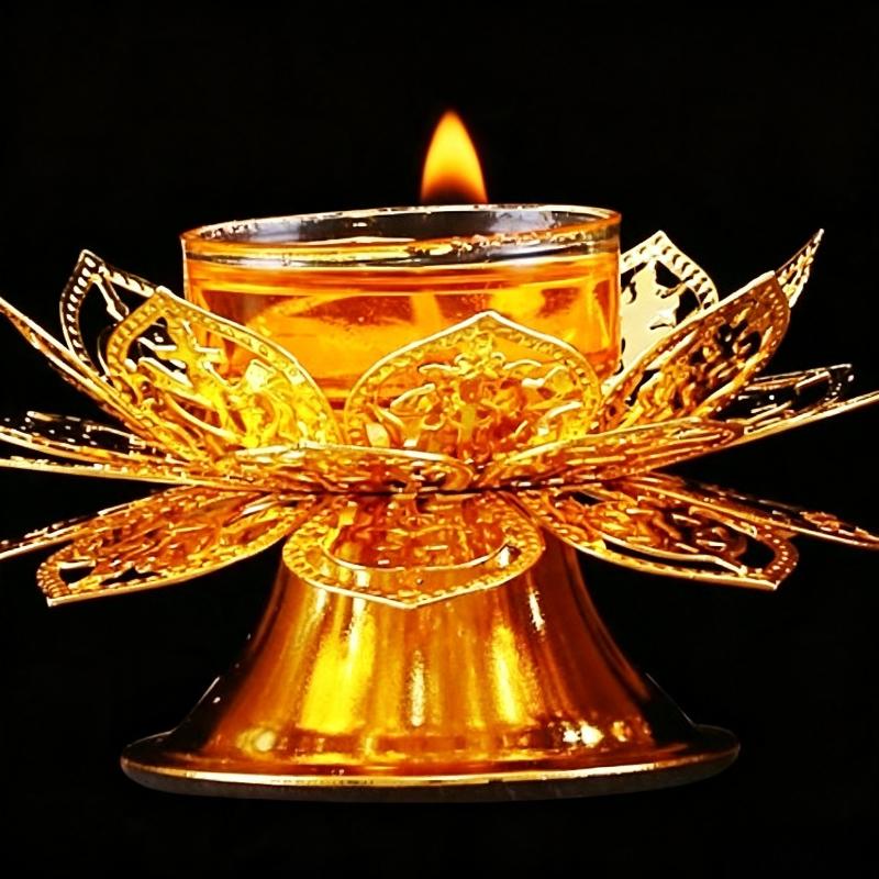 ティーライトホルダー ゴールドロータスデザイン ギーランプバ - Incense Holder のレビューと価格